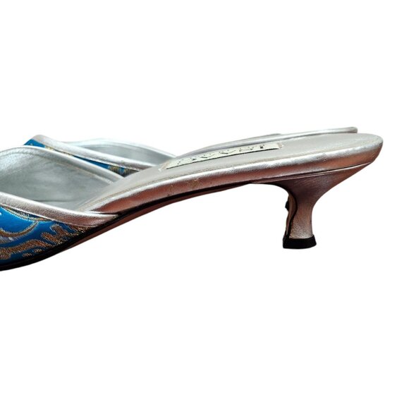 Isaac Mizrahi Turquoise Blue slip- on Mules Textile Size 8 B - Picture 10 of 12